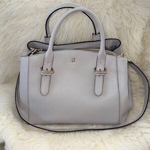 Kate Spade Light Gray Ostrich Egg Samano Leather Shoulder Bag